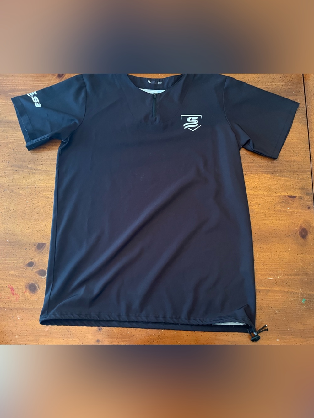 Red Athlete USSSA Men's Black Baseball Short Sleeve Warm-Up - Size Small